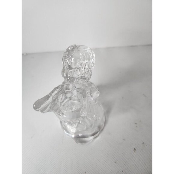 Vintage Lead Crystal Praying Winged Angel Glass Candlestick Candle Holder 4" - Picture 5 of 9